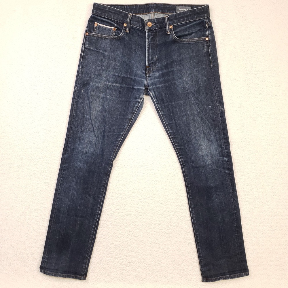 Bonobos Selvedge Jeans Mens 32x30 Dark Blue Slim Denim Damaged For Repair Scrap